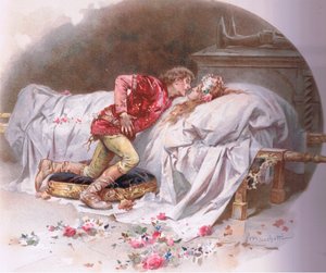 Medikamentene dine er raske. Så med et kyss dør jeg., illustrasjon fra Romeo og Julie,