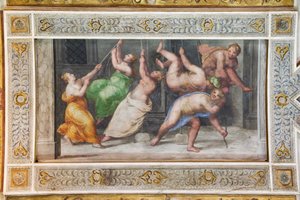 Pyrrhichios-dansen, detalj av taket i Hall of Games (fresco) av Ludovico Settevecchi