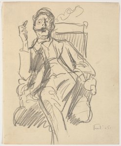 Kunsthistorikeren Carl V. Petersen, sittende, med en sigar