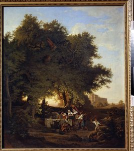 Ved Brønnen. Maleri av Ludwig Richter (1803-1884). tysk kunst. Olje på lerret. Regionalt I. Kramskoi kunstmuseum, Voronezh (Voronezh), Russland.