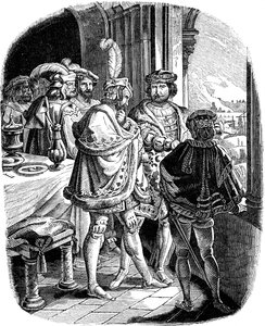 Frederick I Meal in Heidelberg Castle 1462 Illustrasjon fra det tyske folks historie av E. Duller, 1840