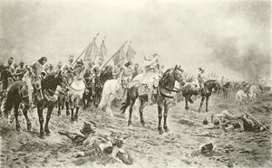 Gustavus Adolphus før slaget ved Lutzen (gravyr)