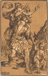 Aeneas redder sin far fra Troja av Ludwig Büsinck after Georges Lallemand