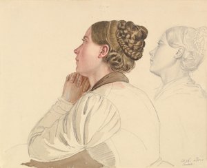 Studier av en kvinne som ber, tidlig til midten av 1800-tallet.