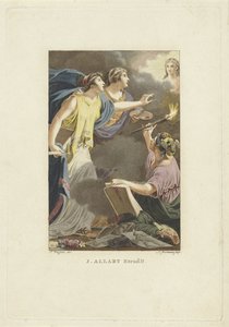 Allegorisk fremstilling med tegning, skriving og maling Tittelside for: M. Stuart, Man as he appears on the known globe, 1802