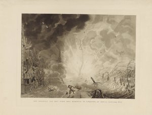 Katastrofen i Leiden, 1807 Hoppe skipet med krutt ved Leijden, 12. januar 1807 (tittel på objekt)