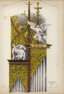 Detalj av orgelet i Mariakirken, Lubeck, Tyskland (farge litho) av Ludwig Gruner