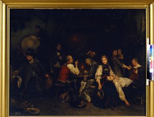 Lendemain de fete (Morgen etter feiringen). Maleri av Ludwig Knaus (1829-1910)