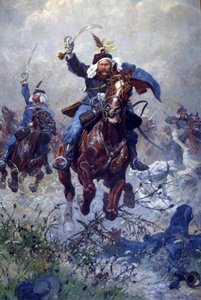 Oberst Maximilian Ritter von Rodakowski og de 13. Uhlans i slaget ved Custoza i 1866, 1908 (olje på lin)