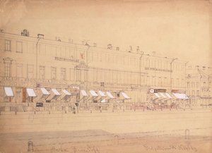 Demidov-hotellet ved Nevsky Prospekt i St. Petersburg, midten av 1800-tallet
