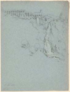 Fossen i Tivoli med Villa of Maecenas av Ludwig Thiersch