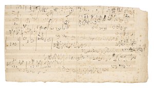 Autografmusikkmanuskript, et skisseblad for den langsomme satsen til strykekvartetten i C, op.59, nr. 3, den tredje "Razumovsky"-kvartetten, Wien, ca. 1806 av Ludwig van Beethoven