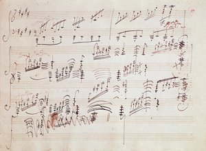 Noter til “” Sonata pour piano n* 14 en do diese minor” “” Sonata au clair de lune” av den tyske komponisten Ludwig van Beethoven (1770-1827) komponert i 1801. House, Natale de Beethoven, Bonn. Tyskland