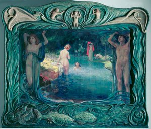 Strand med unge jenter (olje på lerret) av Ludwig von Hofmann