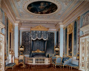 Utsikt over soverommet til tsar Alexander II (1818-1881) ved Gatchina Palace Trykk av Luigi Premazzi (Ludwig Osipovich) (1814-1891) St. Petersburg fra 1800-tallet, Hermitage-museet
