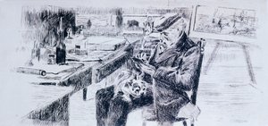 Portrett av maleren, Giovanni Fattori av Luigi Levi (1858-1860 - 1939), tegning av Luigi Levi