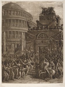 Kroppen til Hadrian legger seg ved siden av mausoleet hans av Luigi Ademollo