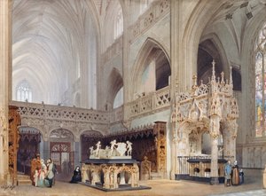 Interiør av Brou kirke i Bourg-en-Bresse