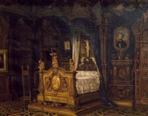 Interiør i soverommet til adelsmannen Gian Giacomo Poldi Pezzoli, ca 1860
