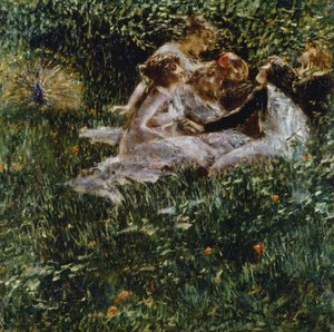 Allegory of Spring, av Luigi Conconi (1852-1917), olje på lerret, 77x77 cm