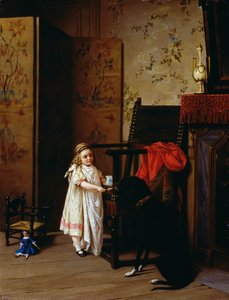 Frokost for to, av Luigi Crosio (1835-1915), olje på panel, 42x32 cm av Luigi Crosio