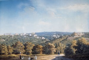 Capodimonte-høyden og villaer langs Ponti Rossi-veien (gouache) av Luigi Fergola