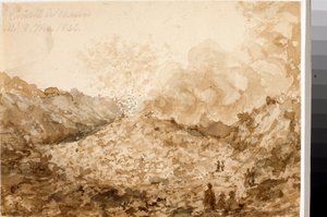 Vesuvs krater i Napoli (Akvarell av Luigi Garibbo