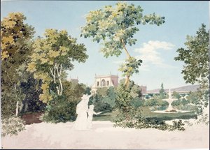 Utsikt over Villa Corsi a Sesto Fiorentino nær Firenze (akvarell, ca. 1825) av Luigi Garibbo