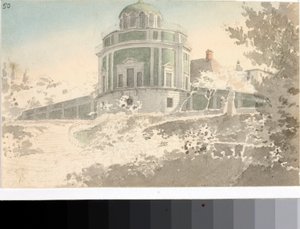 Utsikt over Pavilion Kaffeehause i hagene til Boboli (Akvarell, ca. 1825) av Luigi Garibbo