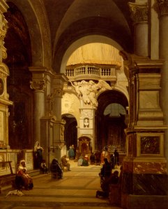 Santa Maria del Popolo-kirken i Roma, av Luigi Marchesi (1825-1862) av Luigi Marchesi
