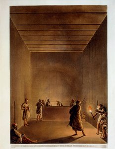 Egypt, rom og sarkofag til den store pyramiden i Giza, gravering fra "Utsikt" av Luigi Mayer av Luigi Mayer