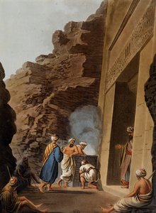 Inngang til gravkammer ved Sphinx of Giza, gravering, av Luigi Mayer (1755-ca 1803), fra utsikt i Egypt, Palestina og andre deler av det osmanske riket av Luigi Mayer