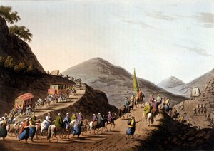 Utvandring på veiene til Balkanfjellene - i "" Utsikt i de osmanske dominansene, i Europa, i Asia og noen av øyene i Middelhavet"" fra de originale tegningene av Luigi Mayer, London av Luigi Mayer