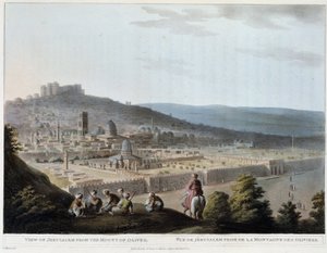 Utsikt over Jerusalem tatt fra Oljeberget - gravering av Luigi Mayer