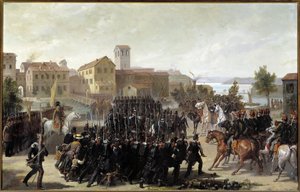 Erobringen av byen Peschiera del Garda av piemonteserne, 30. mai 1848 (olje på lerret