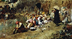 The temptations of Don Antonio, av Luigi Nono (1850-1918), olje på panel.