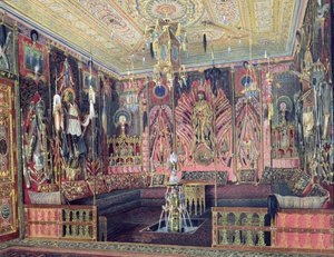 Arabian Hall i Catherine Palace i Tsarskoye Selo, ca. 1850 (wc og hvit farge på papir)