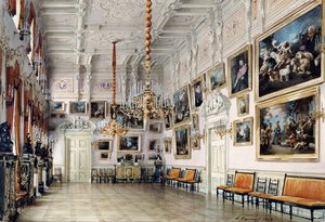 Dansesalen i grev Bezborodkos hus, St. Petersburg, 1849 (penn, pensel, wc, blekk og hvit farge på papir, 1849 (penn, pensel, wc, blekk og hvit farge på papir) av Luigi Premazzi