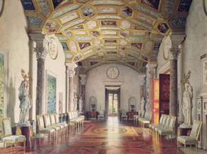 The Great Agate Hall i Catherine Palace i Tsarskoye Selo, 1859 (wc og hvit farge på papir)