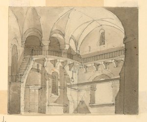 Scenedesign, interiør i fengsel av Luigi Ricci