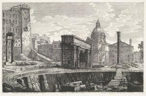 De Zuil van Phocas på Forum Romanum Veduta dello scavo della Colonna di Foca (tittel på objekt)