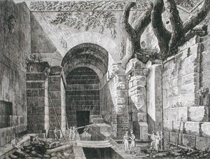 Romerske levninger ved Castel Gandolfo, Albanosjøen, fra 