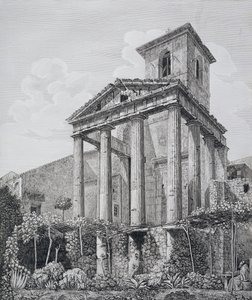 Temple of Hercules at Cora, fra 'The Antiquities of the Contours of Rome', utgitt 1824-26 (se også 205039)