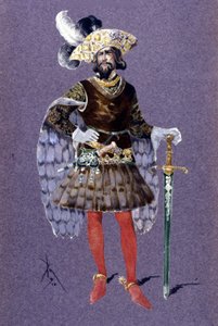 Blått skjegg. tegning av Luigi Sapelli Caramba (1865-1936) fra 1910 for operaen Ariane og blått skjegg av Paul Dukas