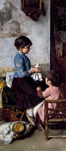 Happy Days, maleri av Luigi Serena (1855-1911), olje på lerret av Luigi Serena