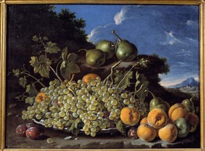 Druer, pærer, fersken og plommer Maleri av Luis Melendez (1716-1780)