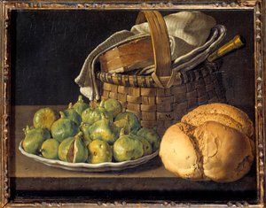 Stilleben med fiken Maleri av Luis Melendez (1716-1780) Søn fra 1700-tallet. 0,37x0,49 m