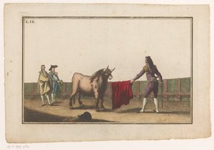Matador utfordrer en okse Coleccion de las principales suertes de una corrida de toros (serietittel) Samling av de viktigste tyrefektingsmanøvrene (serietittel) av Luis Fernandez Noseret