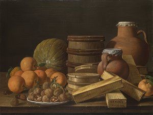 Stilleben med appelsiner og valnøtter. 1772 av Luis Egidio Melendez