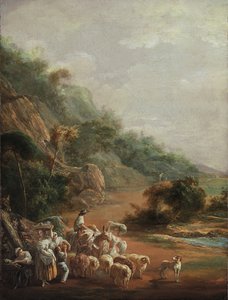 ""Scene med landsbyboere"" (Scene med landsbyboere) Maleri av Luis Paret y Alcazar (1746-1799) - 1786 - Olje på lerret - Størrelse 48x37,2 cm Museo de Bellas Artes de Bilbao